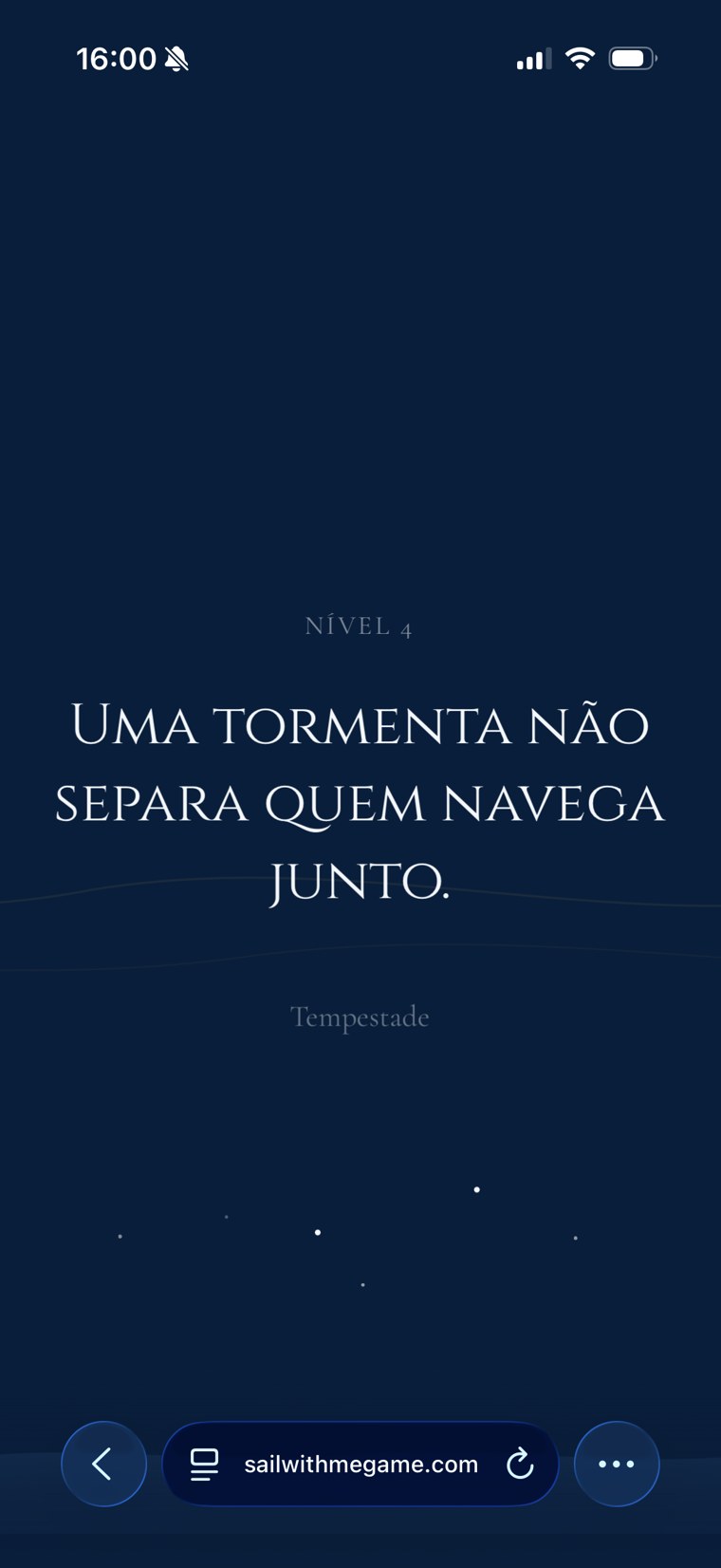 Tela do jogo Cartas de Bordo